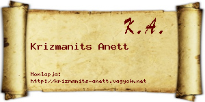 Krizmanits Anett névjegykártya