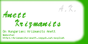 anett krizmanits business card